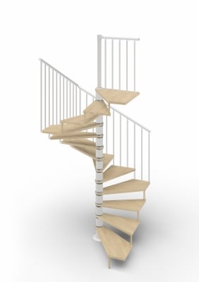 Интериорна стълба Tekla 13 стъпала, диаметър 101 см, дървени части Natural 12, метални модули White, PVC ръкохватка RINTAL