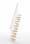 Интериорна стълба Mini П-образна конфигурация, 11 стъпала, дървени елементи Sand 27, метални елементи Silver Gray RINTAL
