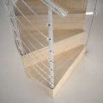 Интериорна вита стълба Pura 13 стъпала, диаметър 130 см, дървени части цвят Natural, метални модули цвят White, Chrome ръкохватка MOBIROLO