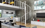 Интериорна вита стълба Slim 13 стъпала, диаметър 140 см, метални модули цвят White, MOBIROLO