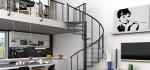 Интериорна вита стълба Slim 13 стъпала, диаметър 140 см, метални модули цвят White, MOBIROLO