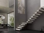 Интериорна стълба Cantilever за конзолен монтаж, права, 12 стъпала, дърво Natural 12, метал White, без парапет RINTAL