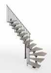 Интериорна стълба Knock, широчина 85 см, конфигурация "права", 12 стъпала, дърво Sand 27, метал White, парапет Tube RINTAL