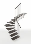 Интериорна стълба Knock, широчина 85 см, конфигурация "права", 12 стъпала, дърво Sand 27, метал White, парапет Tube RINTAL