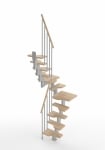 Интериорна стълба Mini Г-образна конфигурация, 11 стъпала, дървени елементи Natural 12, метални елементи White RINTAL