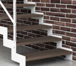 Интериорна стълба Key Metal 15 стъпала, ширина 90 см, Г-образна конфигурация, стъпала White, парапет White, MOBIROLO