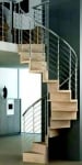 Интериорна вита стълба Pura 13 стъпала, диаметър 130 см, дървени части цвят Natural, метални модули цвят White, Chrome ръкохватка MOBIROLO