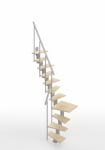 Интериорна стълба Small права конфигурация, 11 стъпала, дървени елементи Natural 12, метални елементи White  RINTAL