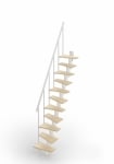 Интериорна стълба Small права конфигурация, 11 стъпала, дървени елементи Natural 12, метални елементи White  RINTAL