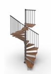 Интериорна стълба Tekla 13 стъпала, диаметър 136 см, дървени части Walnut 25, метални модули Anthracite Gray, дървена ръкохватка RINTAL