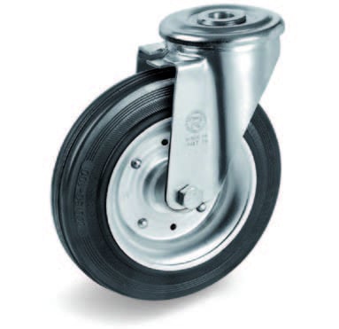Серия 53 Въртящи колела с отвор на NL вилка, черна гума/стомана - Tellure Rota