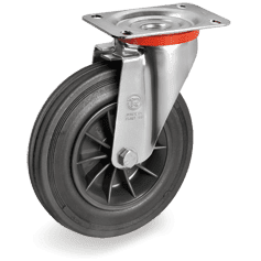 Серия 52 Въртящи колела на NL планка, черна гума/полипропилен - Tellure Rota