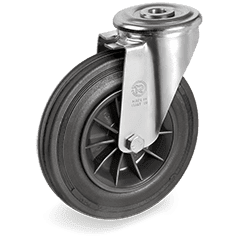Серия 52 Въртящи колела с отвор на NL вилка, черна гума/полипропилен - Tellure Rota
