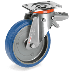 Серия 73 INOX Въртящи колела на NLX планка със спирачка, гума Sigma Elastic/полиамид - Tellure Rota