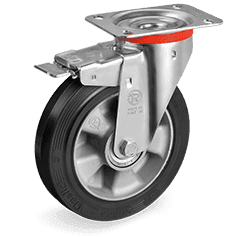 Серия 72AL Въртящи колела на NL планка със спирачка, гума Sigma Elastic/алуминий - Tellure Rota