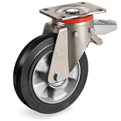 Серия 72AL Въртящи колела на усилена P планка със спирачка, гума Sigma Elastic/алуминий - Tellure Rota