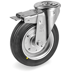Серия 53AS Антистатични и статично проводими колела с отвор/спирачка на NL вилка, гума/стомана - Tellure Rota