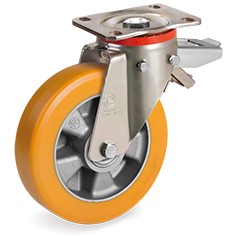 Серия 65HT Въртящи колела на усилена P планка/спирачка, полиуретан/алуминий - Tellure Rota