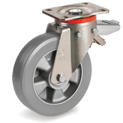 Серия 62ESD Антистатични и статично проводими колела на P планка/спирачка, полиуретан/алуминий - Tellure Rota  Ф160мм.
