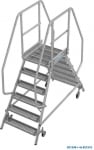 2x4 Мобилна платформена стълба с колела, двустранен достъп, R13 профилирана решетка - 821324 KRAUSE