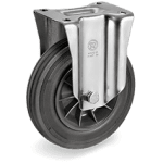 Серия 52 Стационарни колела на NL планка, черна гума/полипропилен - Tellure Rota