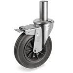 Серия 52 Въртящи колела с щифт и спирачка на NL вилка, черна гума/полипропилен - Tellure Rota