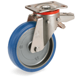 Серия 73 Въртящи колела на усилена P планка със спирачка, гума Sigma Elastic/полиамид - Tellure Rota