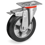 Серия 72AL Въртящи колела на NL планка със спирачка, гума Sigma Elastic/алуминий - Tellure Rota