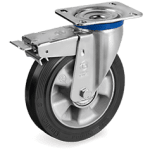 Серия 72AL Въртящи колела на M планка със спирачка, гума Sigma Elastic/алуминий - Tellure Rota