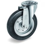 Серия 53 Въртящи колела с отвор на NL вилка, черна гума/стомана - Tellure Rota Ф160мм.