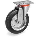 Серия 53 Въртящи колела на NL планка, черна гума/стомана - Tellure Rota Ф225мм. 