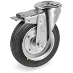Серия 53AS Антистатични и статично проводими колела с отвор/спирачка на NL вилка, гума/стомана - Tellure Rota Ф125мм.