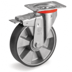 Серия 65ESD Антистатични и статично проводими колела на NL планка/спирачка, полиуретан/алуминий - Tellure Rota  Ф125мм.