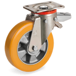 Серия 65HT Въртящи колела на усилена P планка/спирачка, полиуретан/алуминий - Tellure Rota