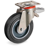 Серия 72GH Въртящи колела на усилена P планка/спирачка, гума Sigma Elastic/чугун - Tellure Rota