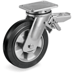 Серия 72AL Въртящи колела на EE MHD планка със спирачка, гума Sigma Elastic/алуминий - Tellure Rota