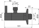 Кран ъглов с филтър 1/2“-3/8“ ,черен мат, овален (към сифон „DESIGN“) - ARV001-BLACK Alca
